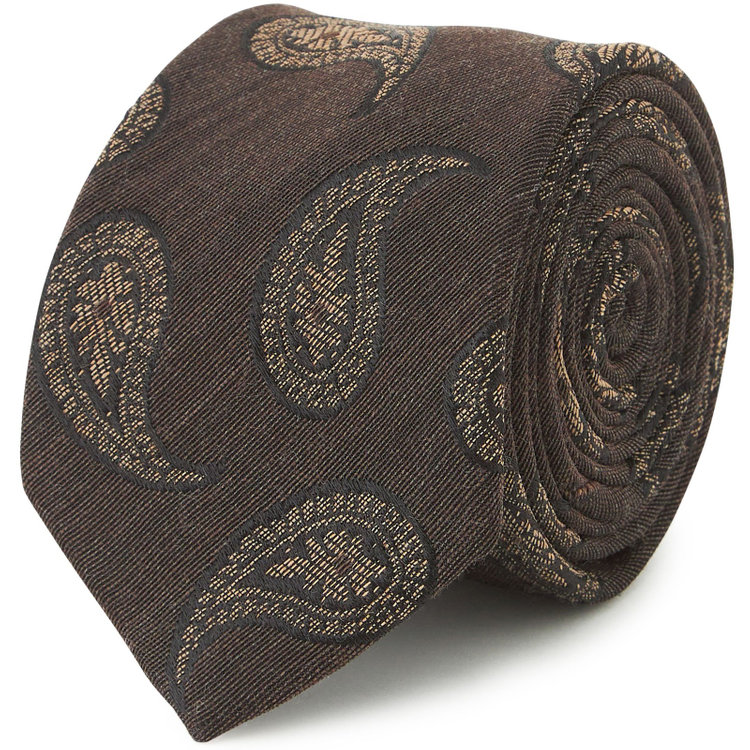 ブラックライン 【発送在庫あり】【BL】ウールシルクペイズリーネクタイ 7.5cm幅/ブラウン/ITALIAN FABRICS その他
