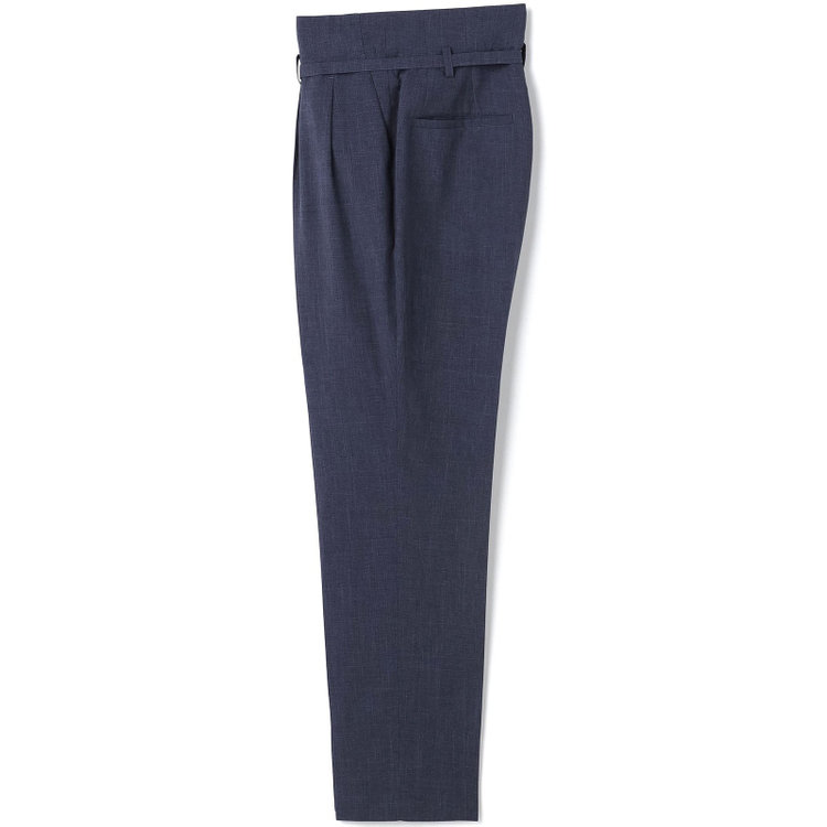 シルバーライン 【RELAX TAPERED】【年間】ノーカラー 2釦1掛けダブル/パンツスーツ/ネイビー/ウエスト内側アジャスター/ウォッシャブル/Naturemier/※パンツ裾上げ済仕様 紺中間