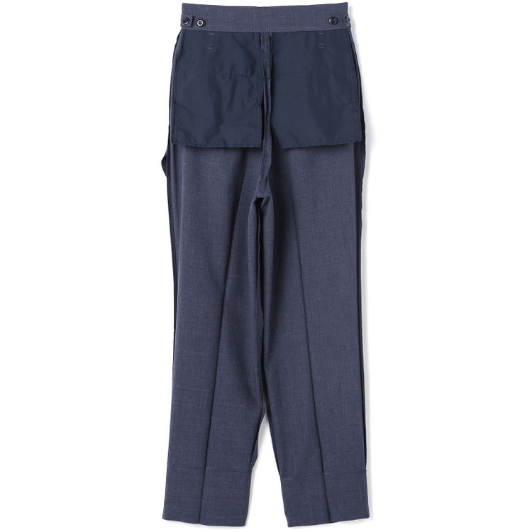 シルバーライン 【RELAX TAPERED】【年間】ノーカラー 2釦1掛けダブル/パンツスーツ/ネイビー/ウエスト内側アジャスター/ウォッシャブル/Naturemier/※パンツ裾上げ済仕様 紺中間