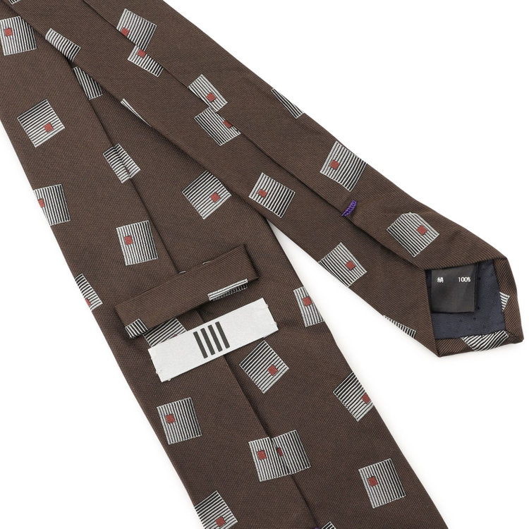 シルバーライン 【SILVER LINE】シルク小紋ネクタイ 8.0cm幅/ブラウン×シルバー その他