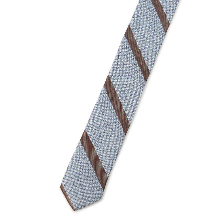 シルバーライン 【SILVER LINE】コットンシルクストライプネクタイ 8.5cm幅/グレーグリーン×ブラウン/Finest fabrics by COMO ITALY その他