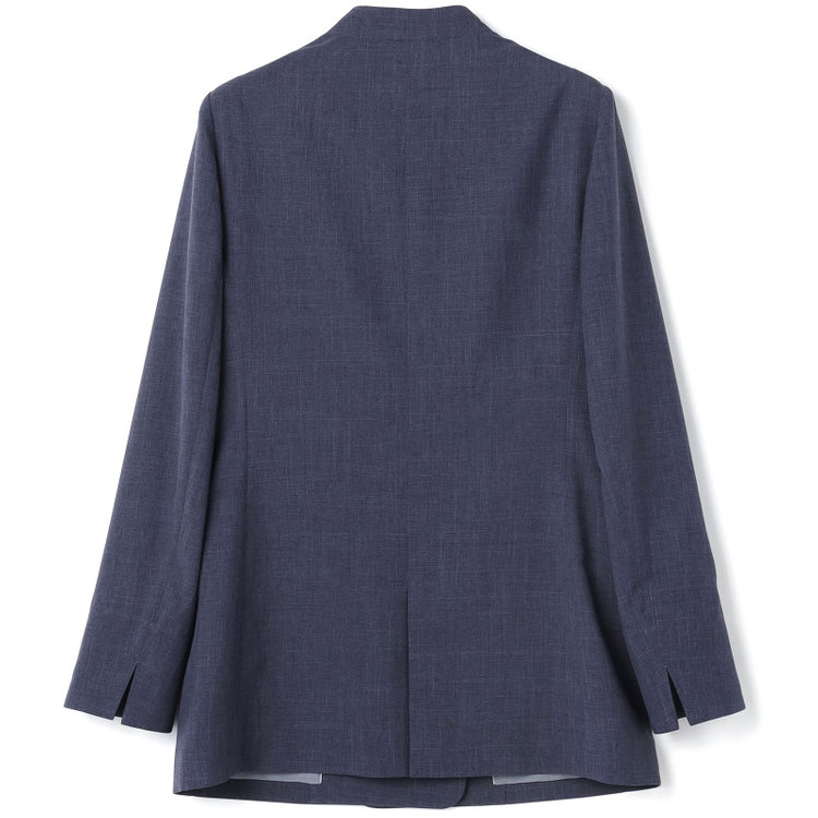 シルバーライン 【RELAX TAPERED】【年間】ノーカラー 2釦1掛けダブル/パンツスーツ/ネイビー/ウエスト内側アジャスター/ウォッシャブル/Naturemier/※パンツ裾上げ済仕様 紺中間