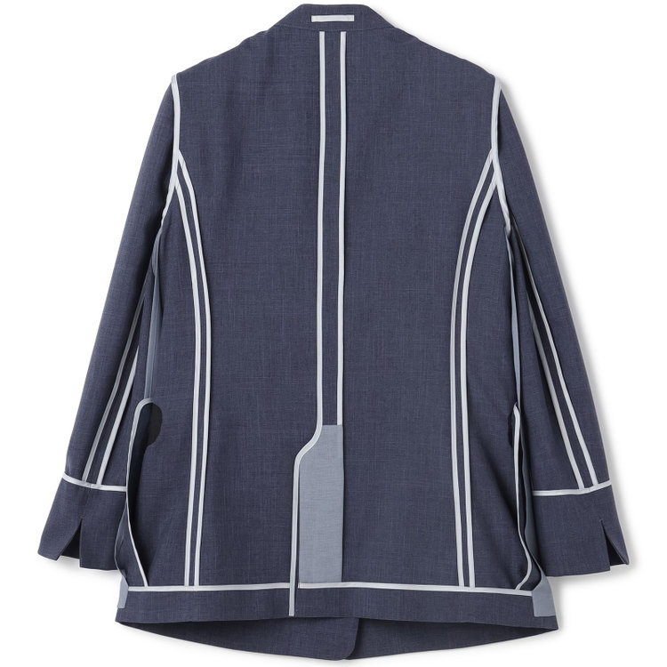 シルバーライン 【RELAX TAPERED】【年間】ノーカラー 2釦1掛けダブル/パンツスーツ/ネイビー/ウエスト内側アジャスター/ウォッシャブル/Naturemier/※パンツ裾上げ済仕様 紺中間