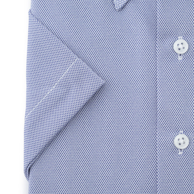 スーツセレクト 【発送在庫あり】【BLACK LINE/半袖】ボタンダウンワイシャツ/ネイビー×ドビー/「4S」スーパーノンアイロン・ストレッチ 紺中間