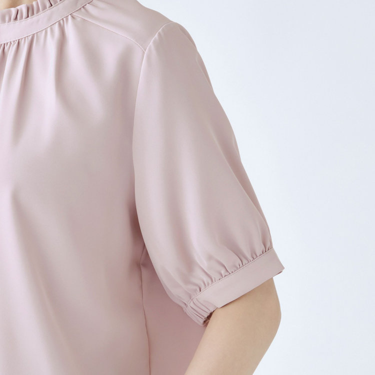 シルバーライン 【SILVER LINE/5分袖】2WAYパール釦付きプルオーバー/ピンク 赤淡色