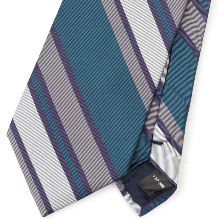 シルバーライン 【SILVER LINE】シルクストライプネクタイ 8.0cm幅/ネイビーブルー×パープル×シルバー その他