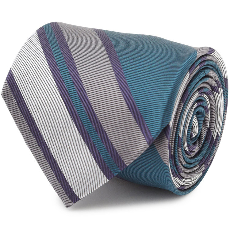 シルバーライン 【SILVER LINE】シルクストライプネクタイ 8.0cm幅/ネイビーブルー×パープル×シルバー その他