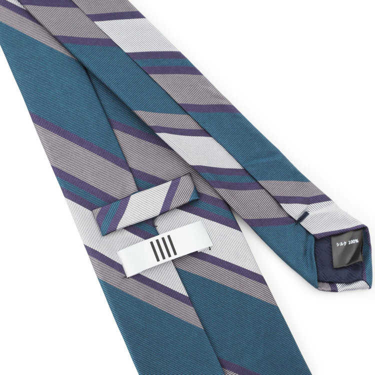 シルバーライン 【SILVER LINE】シルクストライプネクタイ 8.0cm幅/ネイビーブルー×パープル×シルバー その他