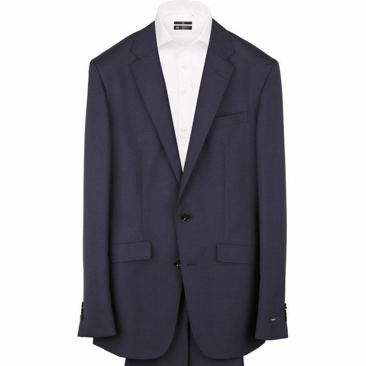 スーツセレクト 【WEB限定/OUTLET】【SLIM TAPERED_2】【年間】スペアパンツ付き/2釦シングルスーツ 0タック/ネイビー×ソリッド/THE RECRUIT STYLE/SHOWER CLEAN ネイビー系(紺)