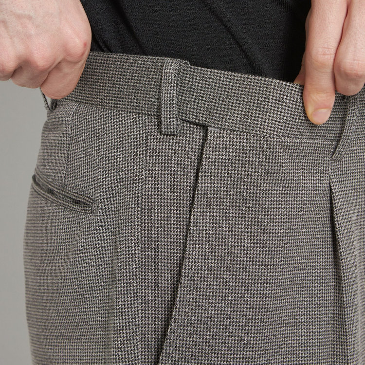 シルバーライン 【5DAYS CLOSET】【RBC】【春夏】1タックテーパードパンツ/グレー×ハウンドトゥース/ウエストムーブ仕様/4S SUSTAINABILITY&ECOLOGY FABRIC/※裾上げ必要 グレー中間