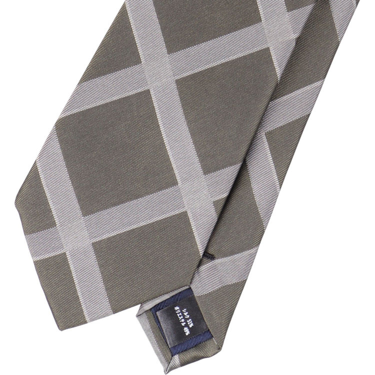 シルバーライン 【SILVER LINE】シルクブレンドチェックネクタイ 8.0cm幅/グリーン×グレー その他