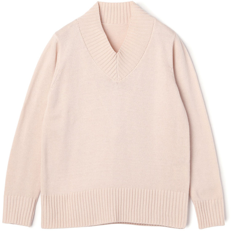 シルバーライン 天竺Vネックニット/ピンク 赤淡色