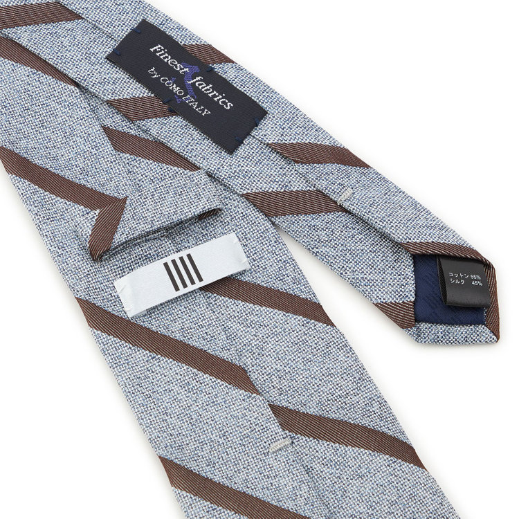 シルバーライン 【SILVER LINE】コットンシルクストライプネクタイ 8.5cm幅/グレーグリーン×ブラウン/Finest fabrics by COMO ITALY その他