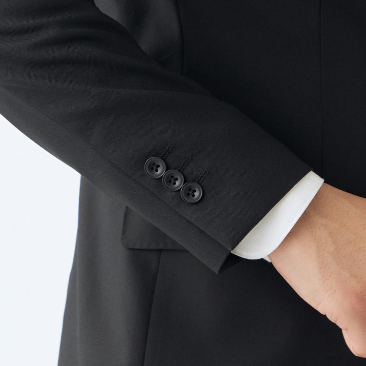 ブラックライン 【SLIM TAPERED_2】【春夏】2釦シングルスーツ 0タック/ブラック×ソリッド/ウエストムーブ/REDA ACTIVE/NEW ZEALAND WOOL MERINO/SHOWER CLEAN/※裾上げ必要 黒