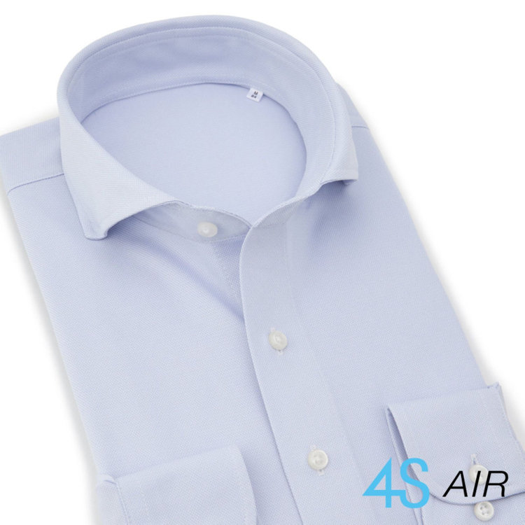 ブラックライン 【BLACK LINE】ホリゾンタルワイドワイシャツ/サックス/「4S AIR」涼風素材・スーパーノンアイロン・ストレッチ 青淡色