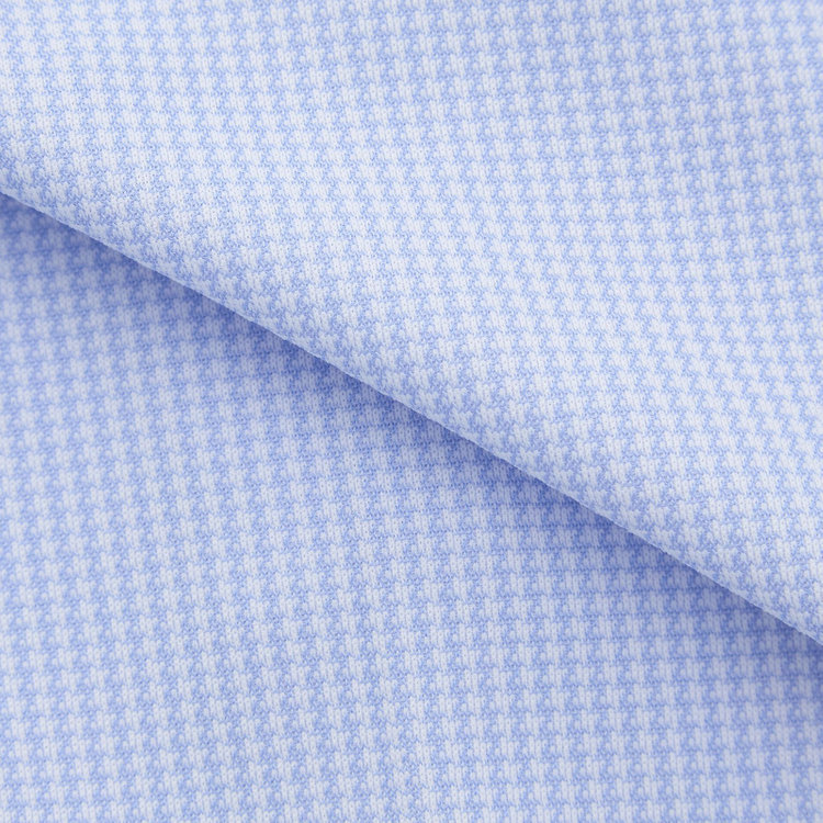 ブラックライン 【発送在庫あり】【WEB限定】【BLACK LINE】ワイドカラーワイシャツ/ブルー×ハウンドトゥース/「4S」スーパーノンアイロン・ストレッチ 青淡色