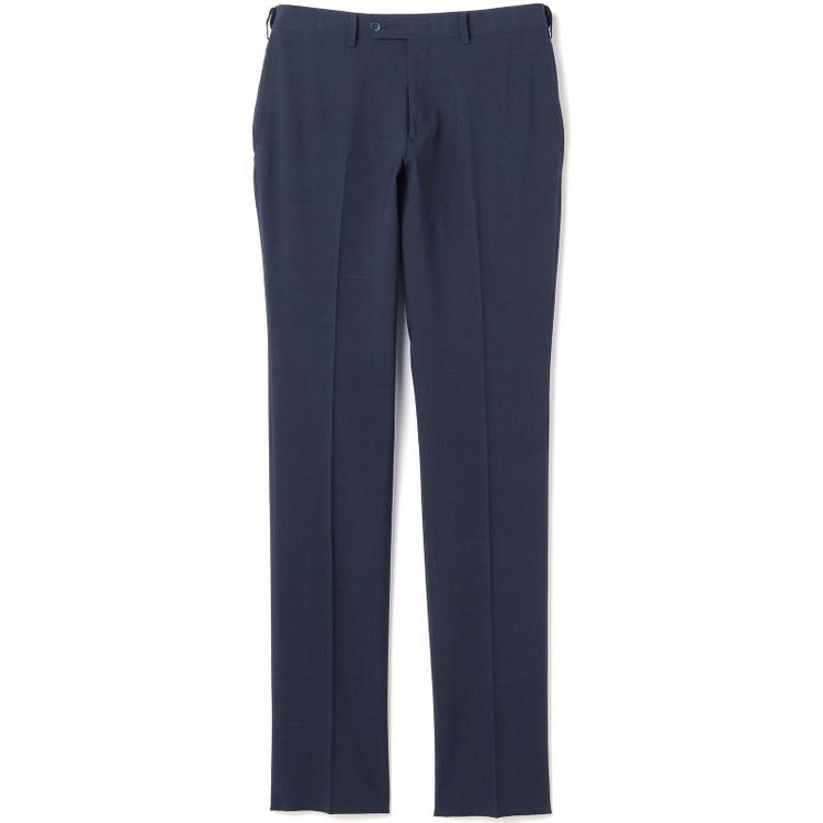 ブラックライン 【SLIM TAPERED】【春夏】0タックテーパードパンツ/ネイビー×チェック/ウエストムーブ/ウォッシャブル/4S SUSTAINABILITY&ECOLOGY FABRIC/※裾上げ必要 紺濃色