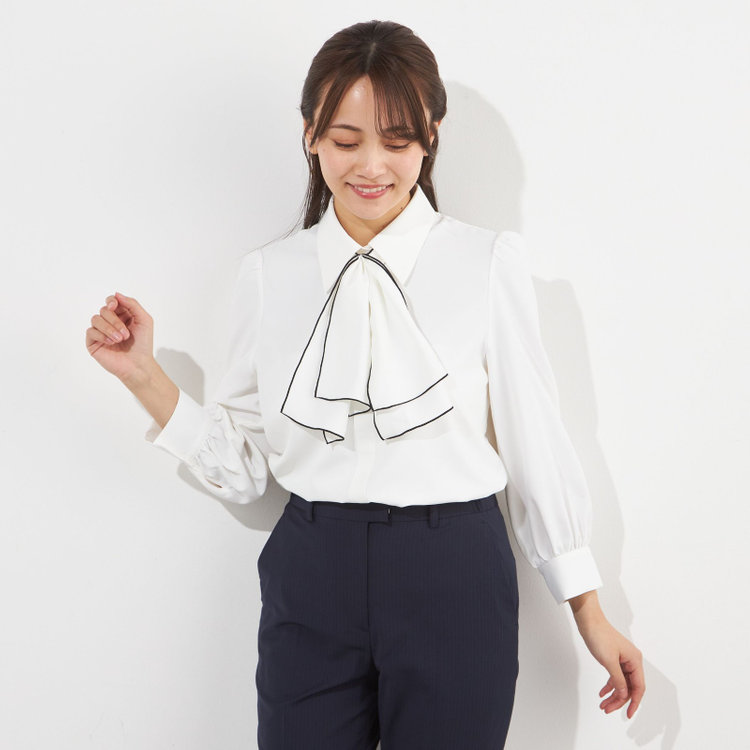 サマンサ 【SUIT SELECT×Samantha Thavasa】【長袖】2WAYフリルタイブラウス/ホワイト 白