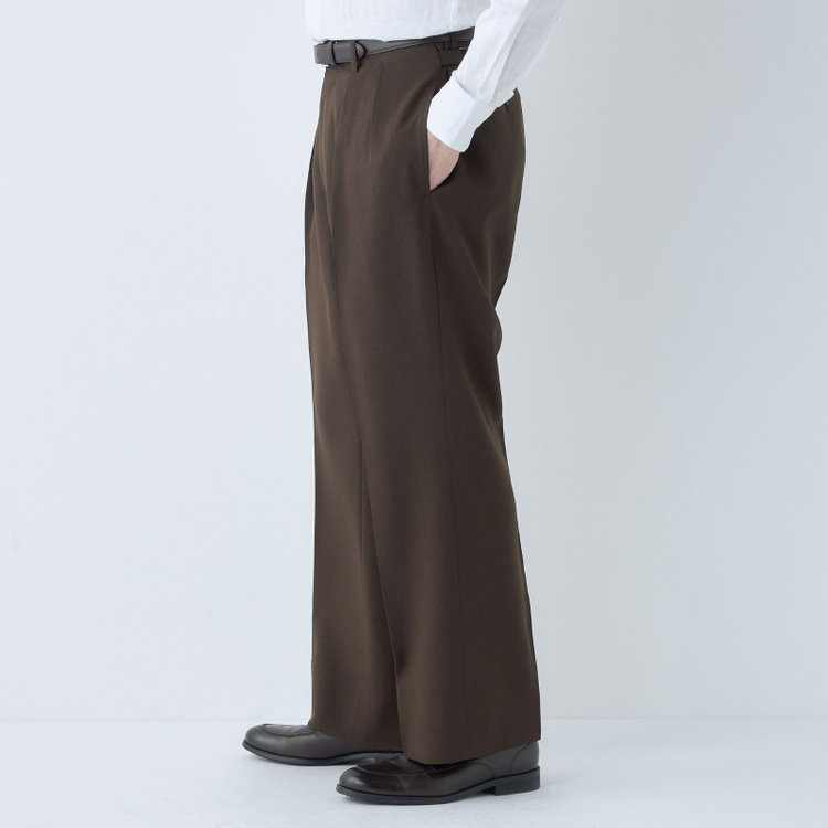 シルバーライン 【RBC】【春夏】2タックパンツ/ブラウン/サイド尾錠/4S SUSTAINABILITY&ECOLOGY FABRIC/※裾上げ必要 茶中間