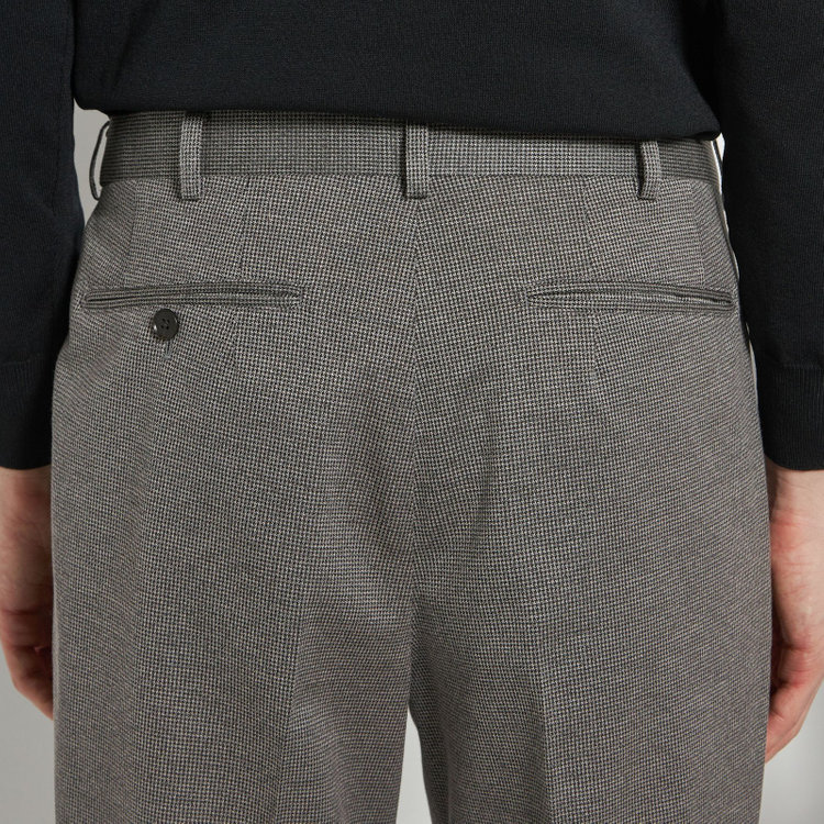 シルバーライン 【5DAYS CLOSET】【RBC】【春夏】1タックテーパードパンツ/グレー×ハウンドトゥース/ウエストムーブ仕様/4S SUSTAINABILITY&ECOLOGY FABRIC/※裾上げ必要 グレー中間