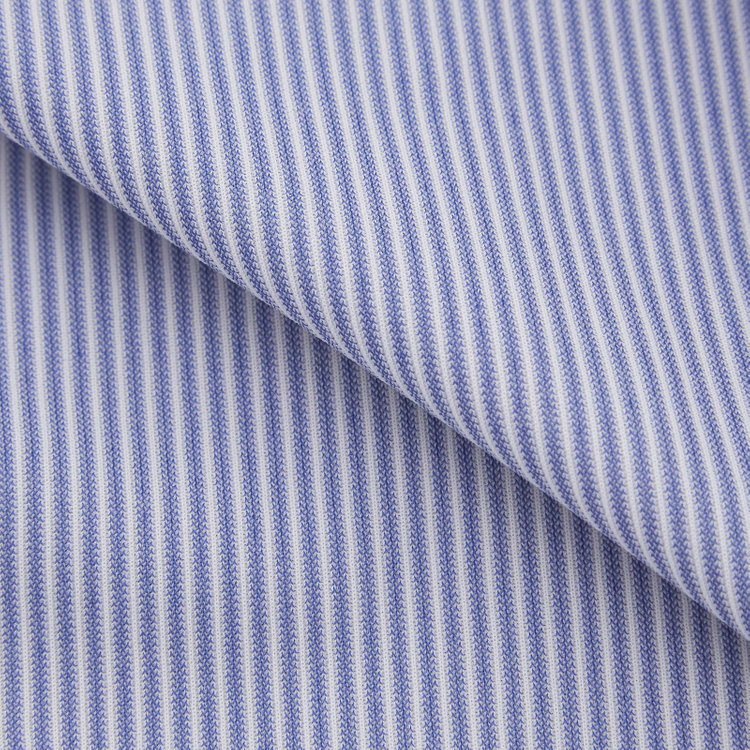 スーツセレクト 【発送在庫あり】【BLACK LINE】クレリックボタンダウンワイシャツ/襟袖口：ホワイト+ネイビー×ホワイトストライプ/「4S」スーパーノンアイロン・ストレッチ 紺中間