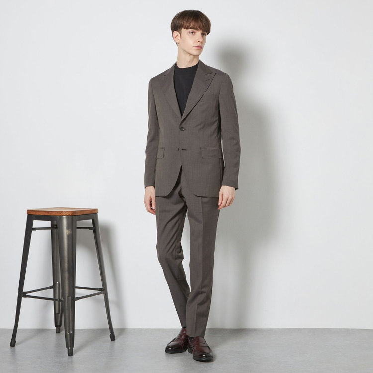 シルバーライン 【CLASSICO TAPERED】【春夏】2釦ピークドラペルスーツ 2タック/ブラウン/MARZOTTO/※裾上げ必要 茶濃色