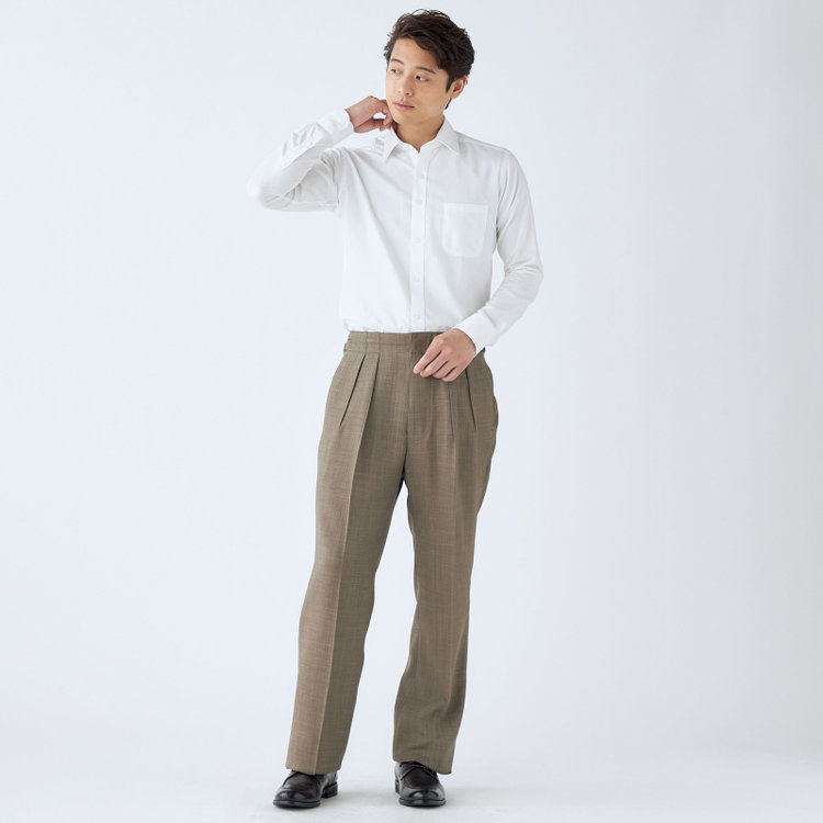 ブラックライン 【発送在庫あり】【RBC】【春夏】2タックワイドパンツ/カーキ/サイド尾錠/4S SUSTAINABILITY&ECOLOGY FABRIC/※裾上げ必要 黄淡色