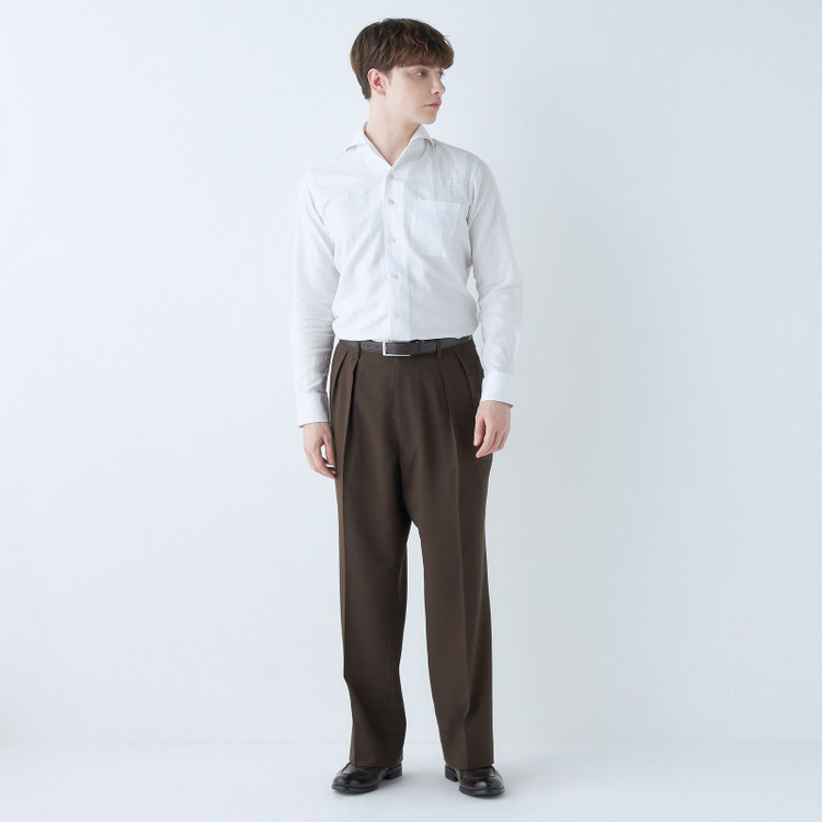 シルバーライン 【RBC】【春夏】2タックパンツ/ブラウン/サイド尾錠/4S SUSTAINABILITY&ECOLOGY FABRIC/※裾上げ必要 茶中間