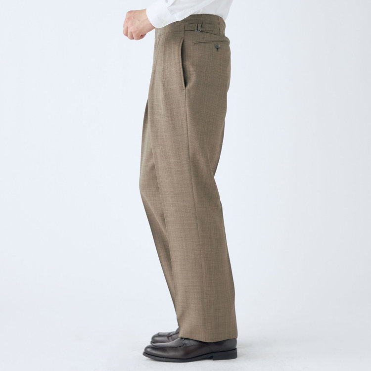 ブラックライン 【発送在庫あり】【RBC】【春夏】2タックワイドパンツ/カーキ/サイド尾錠/4S SUSTAINABILITY&ECOLOGY FABRIC/※裾上げ必要 黄淡色