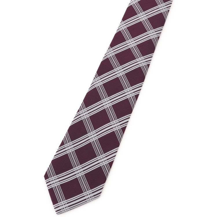 シルバーライン 【SILVER LINE】シルクブレンドチェックネクタイ 8.0cm幅/ワイン×ホワイト その他