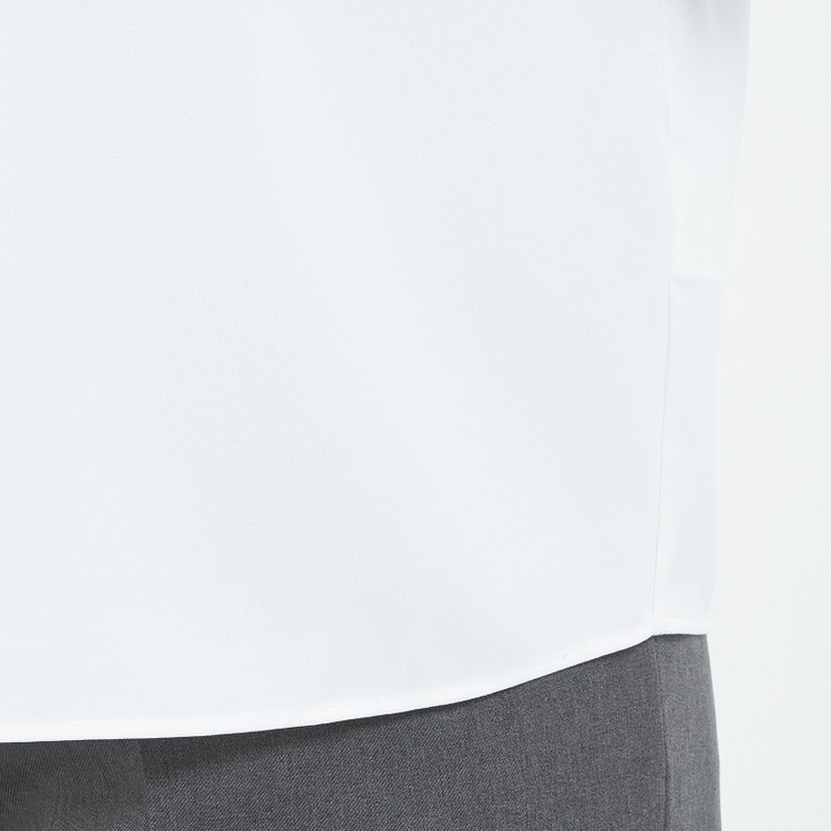 シルバーライン 【SL/長袖】ボウタイ取り外し2WAYプルオーバー/ホワイト+ブラック/「ウォッシャブル」「ストレッチ」「防シワ」「UV加工」「静電気防止」 白