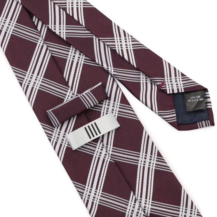 シルバーライン 【SILVER LINE】シルクブレンドチェックネクタイ 8.0cm幅/ワイン×ホワイト その他