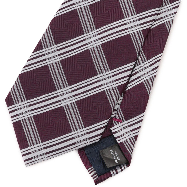 シルバーライン 【SILVER LINE】シルクブレンドチェックネクタイ 8.0cm幅/ワイン×ホワイト その他