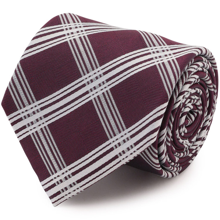 シルバーライン 【SILVER LINE】シルクブレンドチェックネクタイ 8.0cm幅/ワイン×ホワイト その他