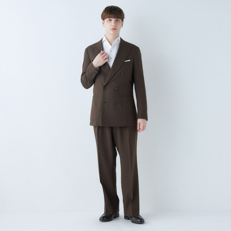 シルバーライン 【RBC】【春夏】2タックパンツ/ブラウン/サイド尾錠/4S SUSTAINABILITY&ECOLOGY FABRIC/※裾上げ必要 茶中間