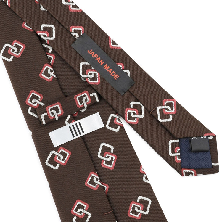 シルバーライン 【SILVER LINE】シルク小紋ネクタイ 8.0cm幅/ブラウン+ワイン＆ホワイト/JAPAN MADE その他