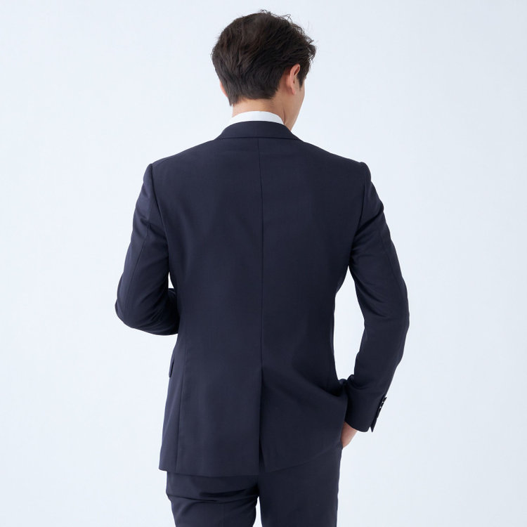 ブラックライン 【KSW】【年間】2釦シングルスーツ 0タック/ネイビー/ウエストシャーリング/ウォッシャブル/MOVING STRETCH/※裾上げ必要 紺中間