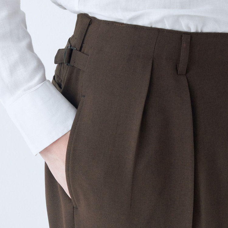シルバーライン 【RBC】【春夏】2タックパンツ/ブラウン/サイド尾錠/4S SUSTAINABILITY&ECOLOGY FABRIC/※裾上げ必要 茶中間