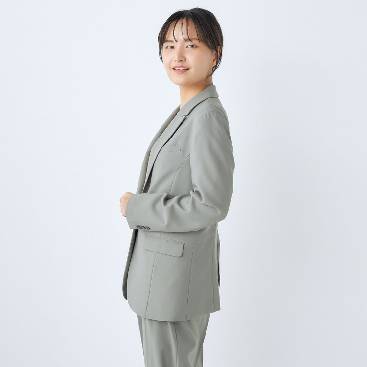 シルバーライン 【SL】【年間】1釦シングルパンツスーツ/グリーン/パンツウエストシャーリング/ウォッシャブル/※パンツ裾上げ済仕様 緑淡色