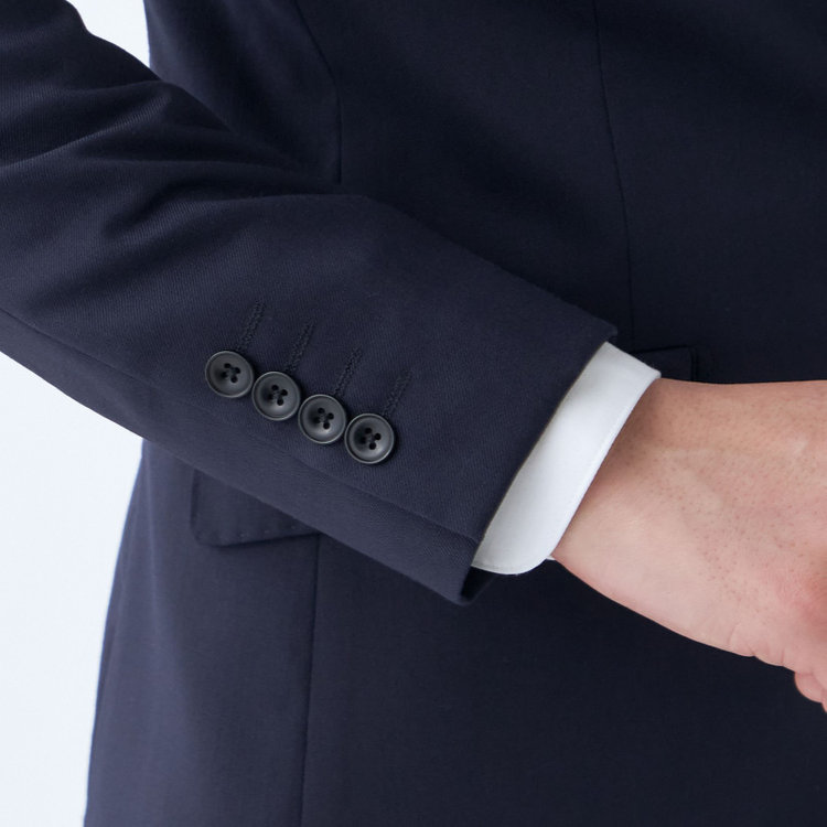 ブラックライン 【KSW】【年間】2釦シングルスーツ 0タック/ネイビー/ウエストシャーリング/ウォッシャブル/MOVING STRETCH/※裾上げ必要 紺中間