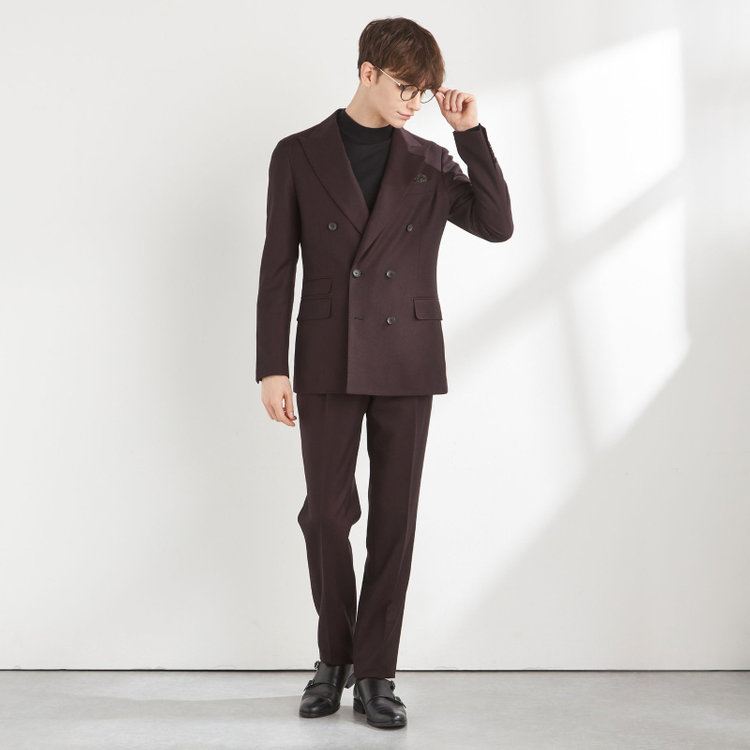 シルバーライン 【発送在庫あり】 【CLASSICO TAPERED】【秋冬】6釦2掛けダブルスーツ 2タック/ダークワイン/MARZOTTO/※裾上げ必要 赤濃色