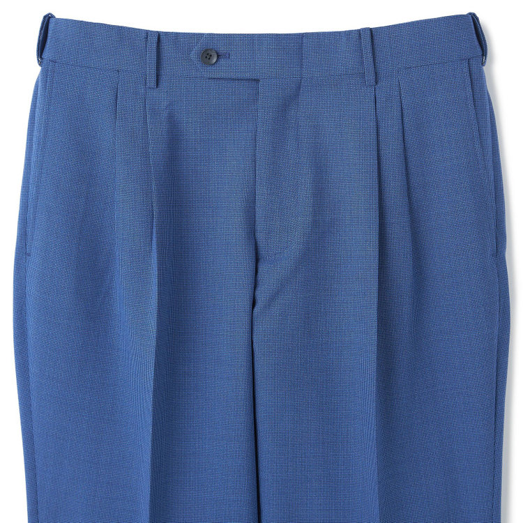 シルバーライン 【CLASSICO TAPERED】【春夏】3釦段返りシングルスーツ 2タック/ネイビー×ハウンドトゥース/ウエストムーブ/DRAGO lanificio in billa fabric made in italy/※裾上げ必要 青中間