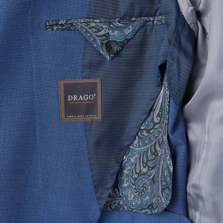 シルバーライン 【CLASSICO TAPERED】【春夏】3釦段返りシングルスーツ 2タック/ネイビー×ハウンドトゥース/ウエストムーブ/DRAGO lanificio in billa fabric made in italy/※裾上げ必要 青中間