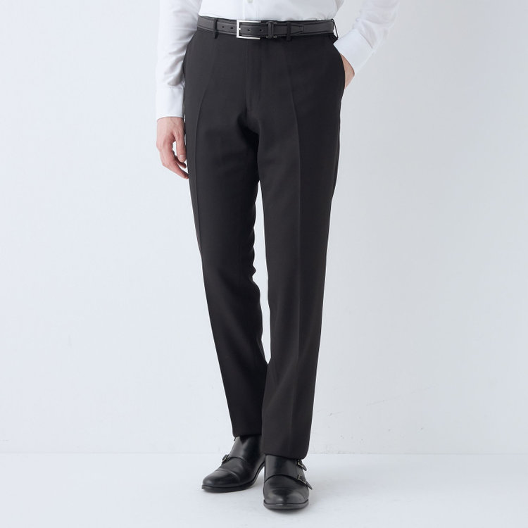 ブラックライン 【SLIM TAPERED】【春夏】0タックテーパードパンツ/ブラック/4S/※裾上げ済仕様 黒