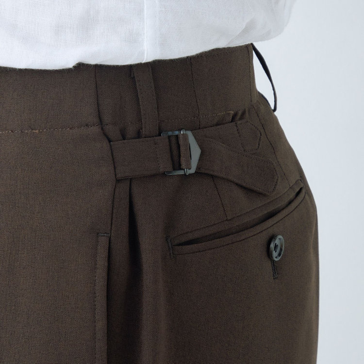 シルバーライン 【RBC】【春夏】2タックパンツ/ブラウン/サイド尾錠/4S SUSTAINABILITY&ECOLOGY FABRIC/※裾上げ必要 茶中間