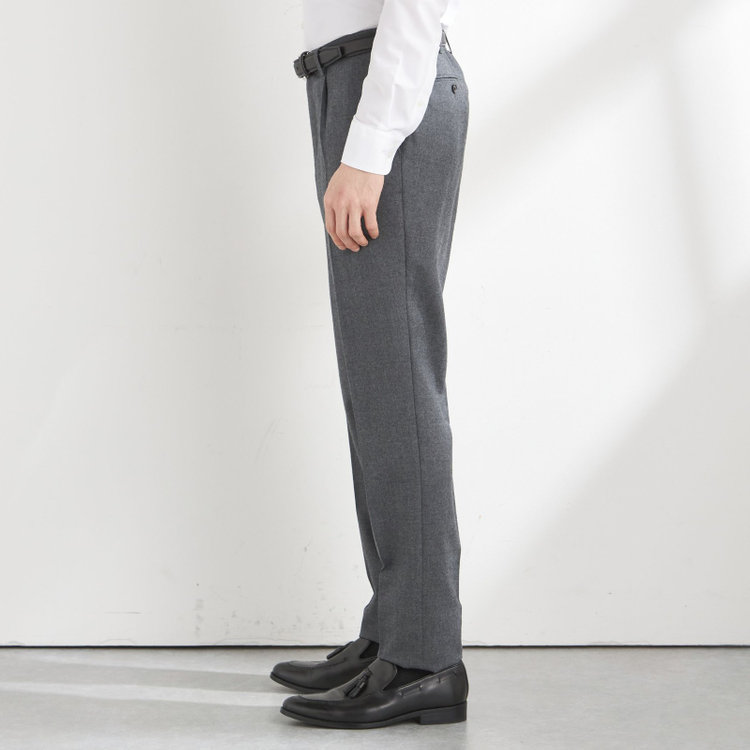 シルバーライン 【CLASSICO TAPERED】【秋冬】ウール 1タックテーパードパンツ/グレー/ウエストムーブ/※裾上げ必要 グレー中間