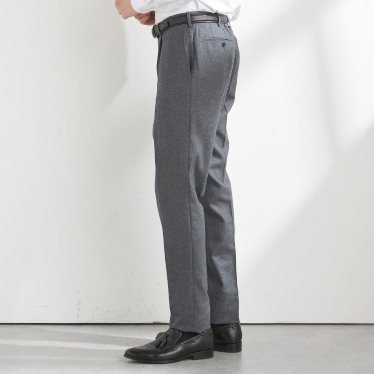 シルバーライン 【CLASSICO TAPERED】【秋冬】ウール 1タックテーパードパンツ/グレー/ウエストムーブ/※裾上げ必要 グレー中間