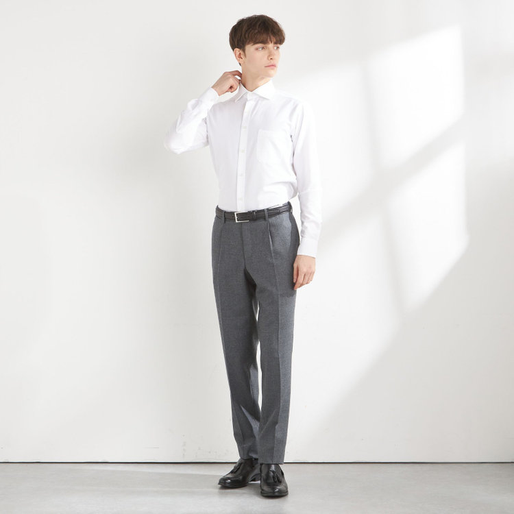 シルバーライン 【CLASSICO TAPERED】【秋冬】ウール 1タックテーパードパンツ/グレー/ウエストムーブ/※裾上げ必要 グレー中間