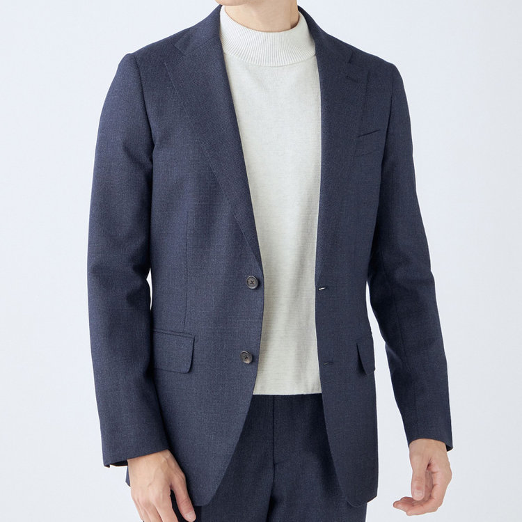 シルバーライン 【発送在庫あり】【CLASSICO TAPERED】【秋冬】2釦シングルスーツ 1タック/ネイビー/Ermenegildo Zegna LOOP woven in italy/※裾上げ必要 青濃色