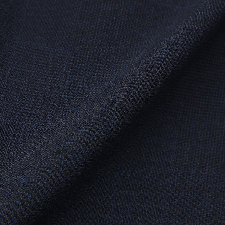 ブラックライン 【SLIM TAPERED】【春夏】0タックテーパードパンツ/ネイビー×チェック/ウエストムーブ/ウォッシャブル/4S SUSTAINABILITY&ECOLOGY FABRIC/※裾上げ必要 紺濃色